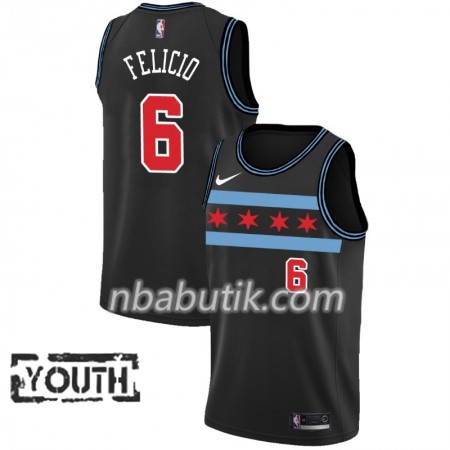 NBA Børn Trøje Chicago Bulls Cristiano Felicio 6 2018-19 Nike City Edition Sort Swingman NBA Børn Trøje Chicago Bulls Cristiano Felicio 6 2018-19 Nike City Edition Sort Swingman